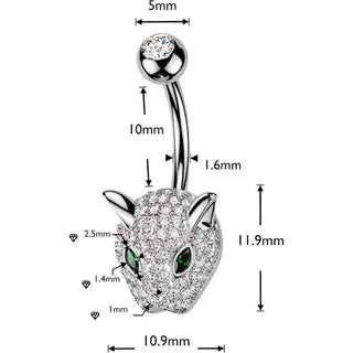 Belly Button Piercing Pavé Zirconia Leopard