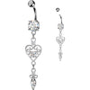 Belly Button Piercing Filigree Zirconia Heart Marquise Dangle