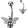Belly Button Piercing Bee Pave Aurora Borealis Zirconia Wings