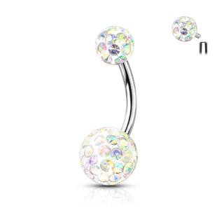 Belly Button Piercing Ball Zirconia Silver Internally Threaded