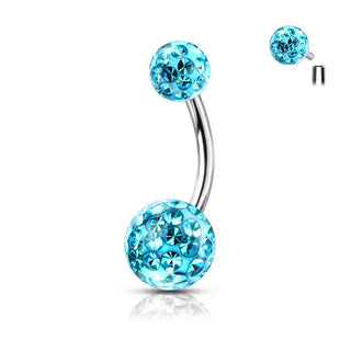 Belly Button Piercing Ball Zirconia Silver Internally Threaded