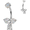 Belly Button Piercing prong set teardrop and heart cubic zirconia Internally Threaded