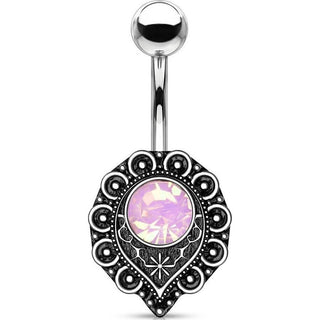 Belly Button Piercing Vintage Opal Silver