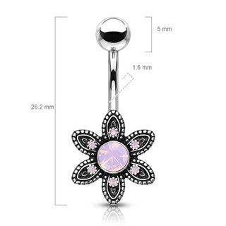 Bauchnabelpiercing Blume Opal Silber