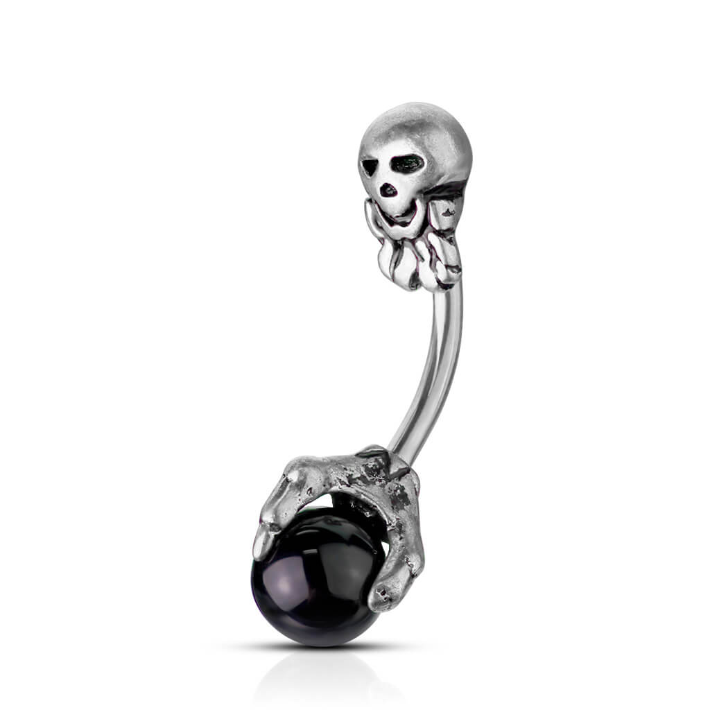 Belly Button Piercing Skull Claw Silver