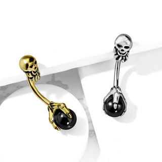 Belly Button Piercing Skull Claw Silver