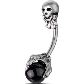 Belly Button Piercing Skull Claw Silver