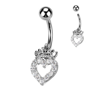 Belly Button Piercing Heart Crown Zirconia