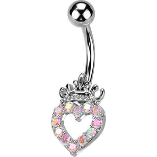 Belly Button Piercing Heart Crown Zirconia