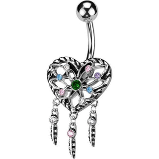 Belly Button Piercing Heart Zirconia Silver