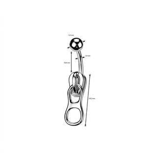 Belly Button Piercing Zipper Silver
