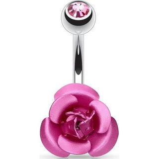 Bauchnabelpiercing Rose Metall Zirkonia