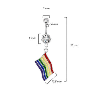 Piercing Nombril Pendentif Drapeau Arc-En-Ciel Zircone