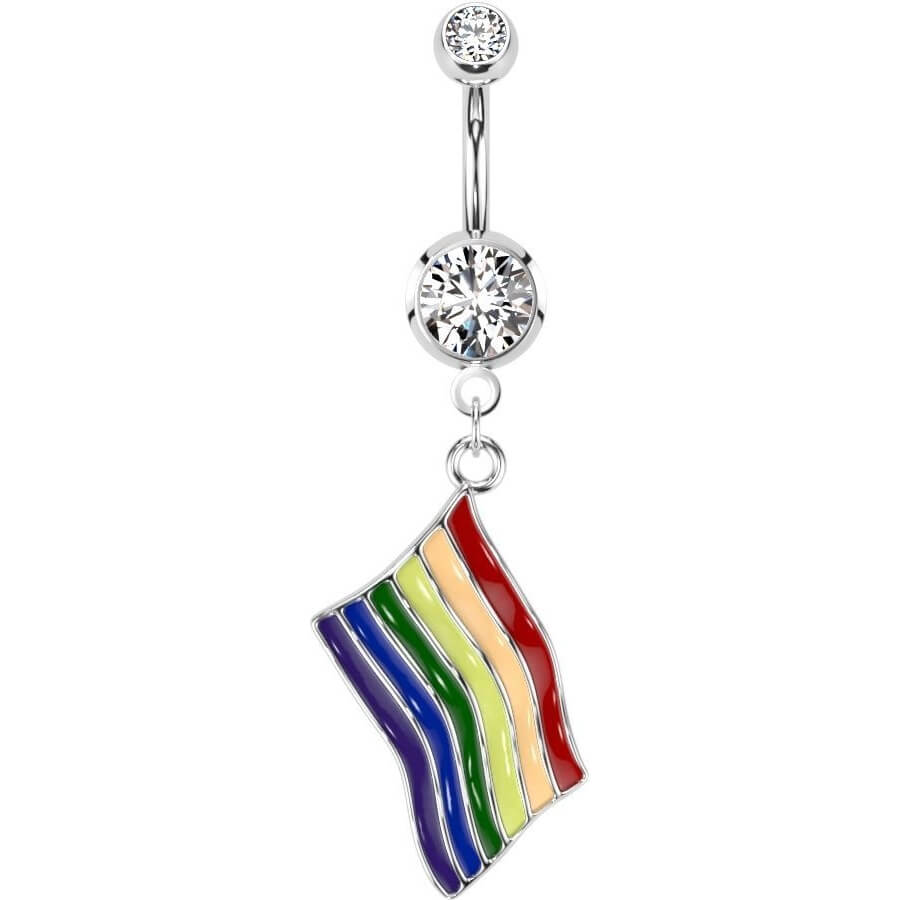 Belly Button Piercing Rainbow Flag dangle Zirconia
