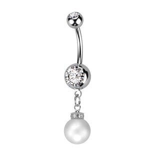Belly Button Piercing Zirconia dangle Pearl