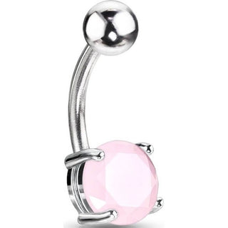 Belly Button Piercing Round Pink Jade Semi-Precious Stone