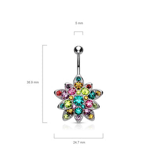 Belly Button Piercing Flower Zirconia