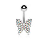 Belly Button Piercing Butterfly Zirconia Silver
