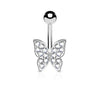 Belly Button Piercing Butterfly Zirconia Silver