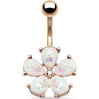 Bauchnabelpiercing Blume Opal