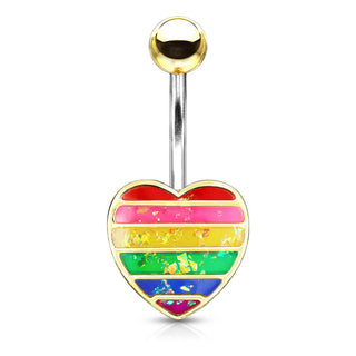 Belly Button Piercing Heart rainbow