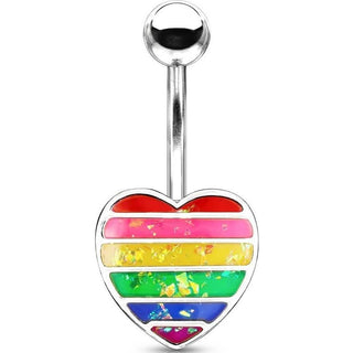 Belly Button Piercing Heart rainbow