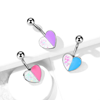 Bauchnabelpiercing Herz Opal Silber