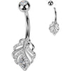Belly Button Piercing pave cubic zirconia leaf