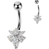 Belly Button Piercing pear and marquise cubic zirconia bee