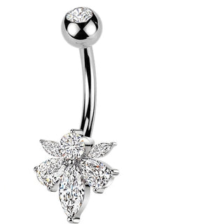 Belly Button Piercing pear and marquise cubic zirconia bee