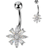 Belly Button Piercing marquise and baguette cubic zirconia flower