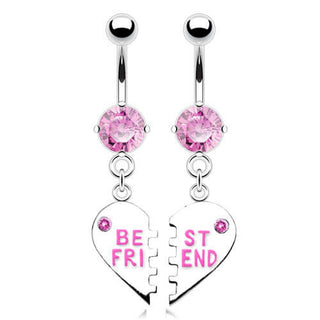 Piercing Nombril Pendentif Cœur BEST FRIEND Zircone