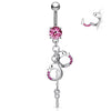 Belly Button Piercing Handcuffs dangle Zirconia Silver