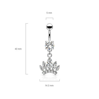 Piercing Nombril Pendentif Couronne Zircone Argent