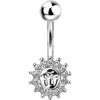 Belly Button Piercing Sun Silver