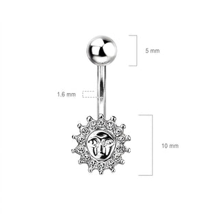 Belly Button Piercing Sun Silver