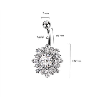 Belly Button Piercing Sun Zirconia