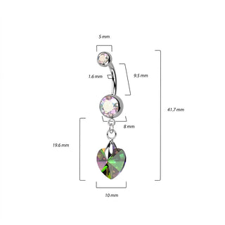 Belly Button Piercing Heart dangle Zirconia Silver