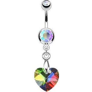 Belly Button Piercing Heart dangle Zirconia Silver