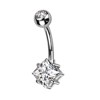 Belly Button Piercing Square Zirconia
