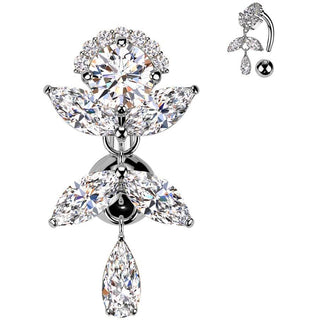 Belly Button Piercing titanium brass top down zirconia dangle