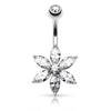 Piercing Nombril Fleur Zircone