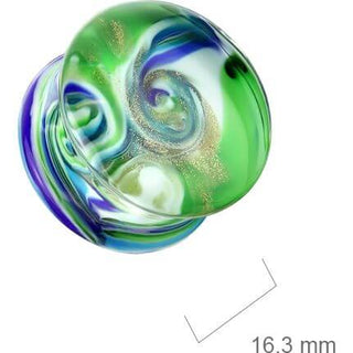 Glass Plug blue green swirl double flare