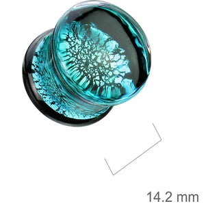 Glass Plug blue crackle double flare glass