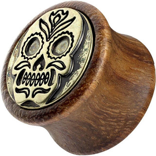 Plug Skull Wood Brass