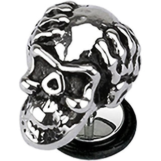 Fake Plug Skull Silver Internally Threaded