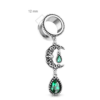 Tunnel Moon Drop Zirconia Silver Internally Threaded