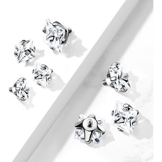 Top top square zirconia prong setting Internally Threaded