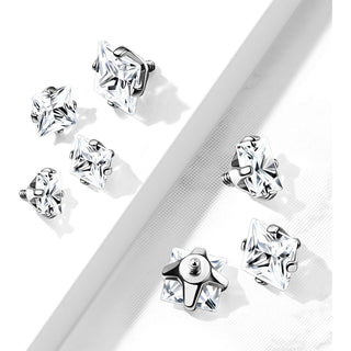 Top top square zirconia prong setting Internally Threaded