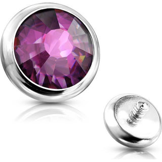 Top Top flat round zirconia bezel setting Internally Threaded